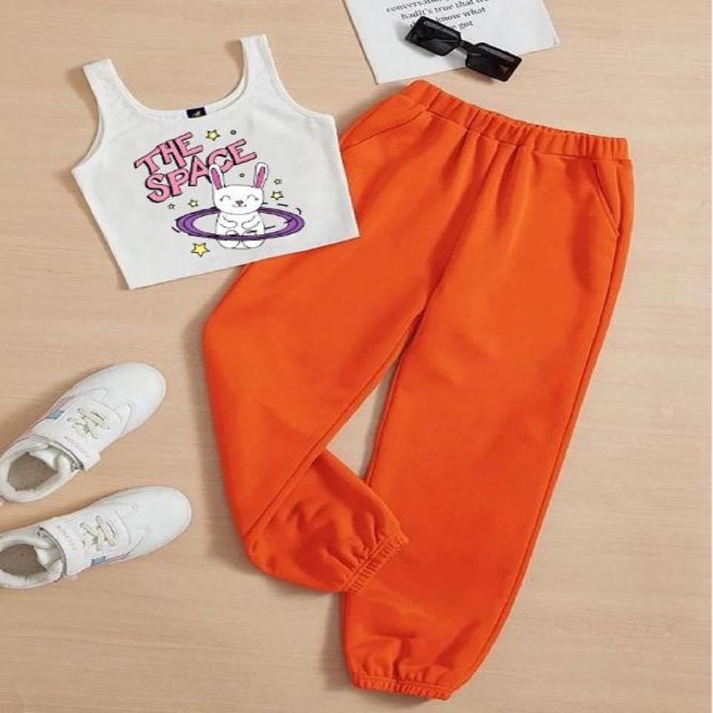 Kids girls Sleeveless T shirt And Jogger Pant Set