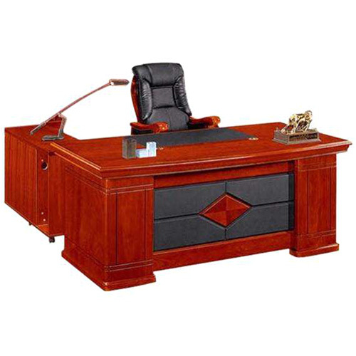 2004 Office Table - Engineered Wood & Mild Steel, 1200x750 mm, Dark Brown Silver | 3 Lockable Drawers, Cable Management, Scratch Resistant