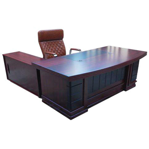 2006 Office Table - Engineered Wood & Steel, 120x76 cm, Teak Brown Black | Scratch-Resistant Matte Top, Lockable Drawers, Anti-Skid Panel Legs
