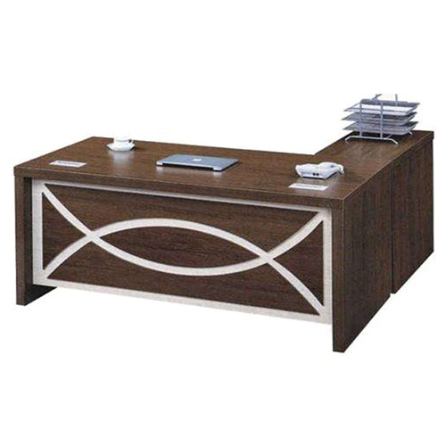 2012 Office Table - Engineered Wood & Steel, 48x29 Inches, Dark Brown with Black Frame | Central Locking Drawers, Matte Finish, Scratch Resistant