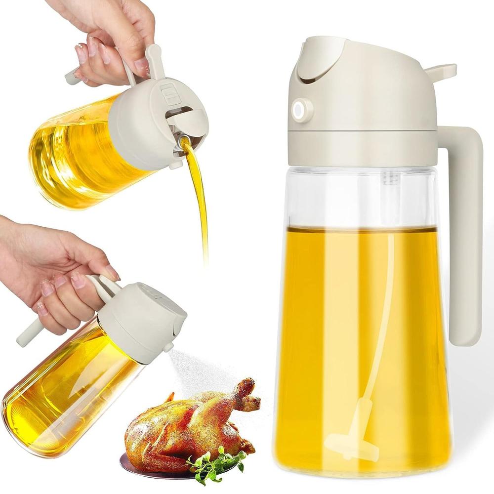 2-In-1 Multi-Purpose Glass Oil Dispenser Bottle (500 Ml Approx) - Color: Mix