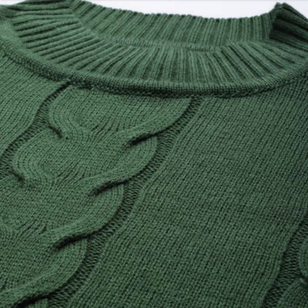 Mens Round Neck Sweaters - Color: Green
