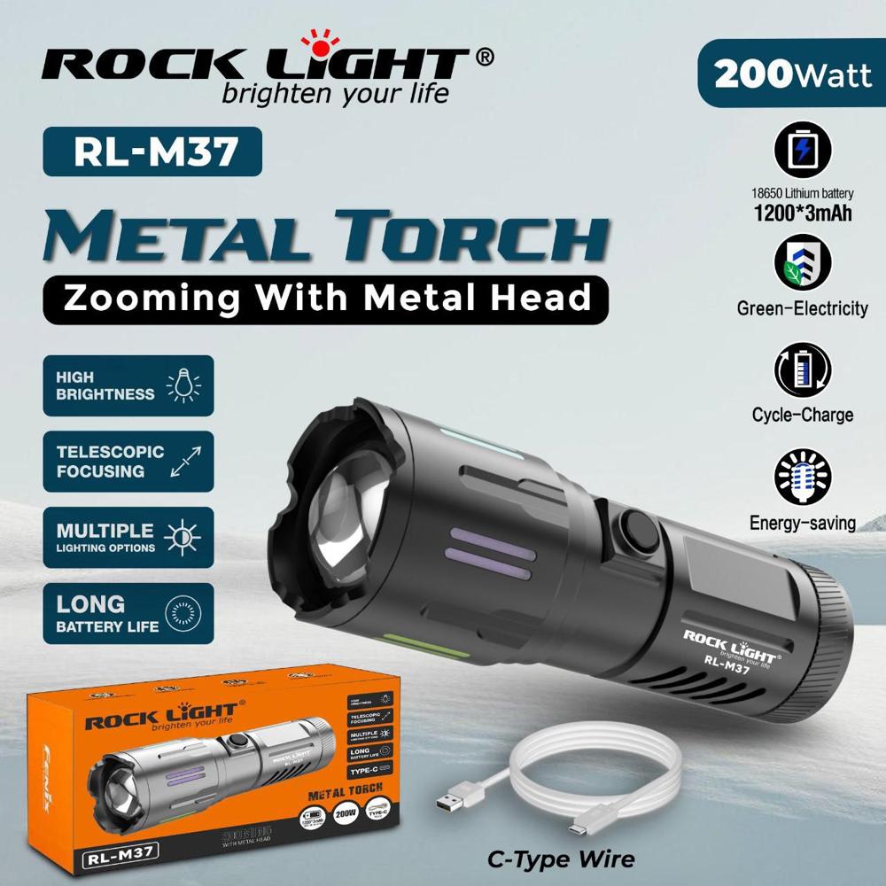 Rock Light Rl-M37 Metal Torch - Features: Quick Charging