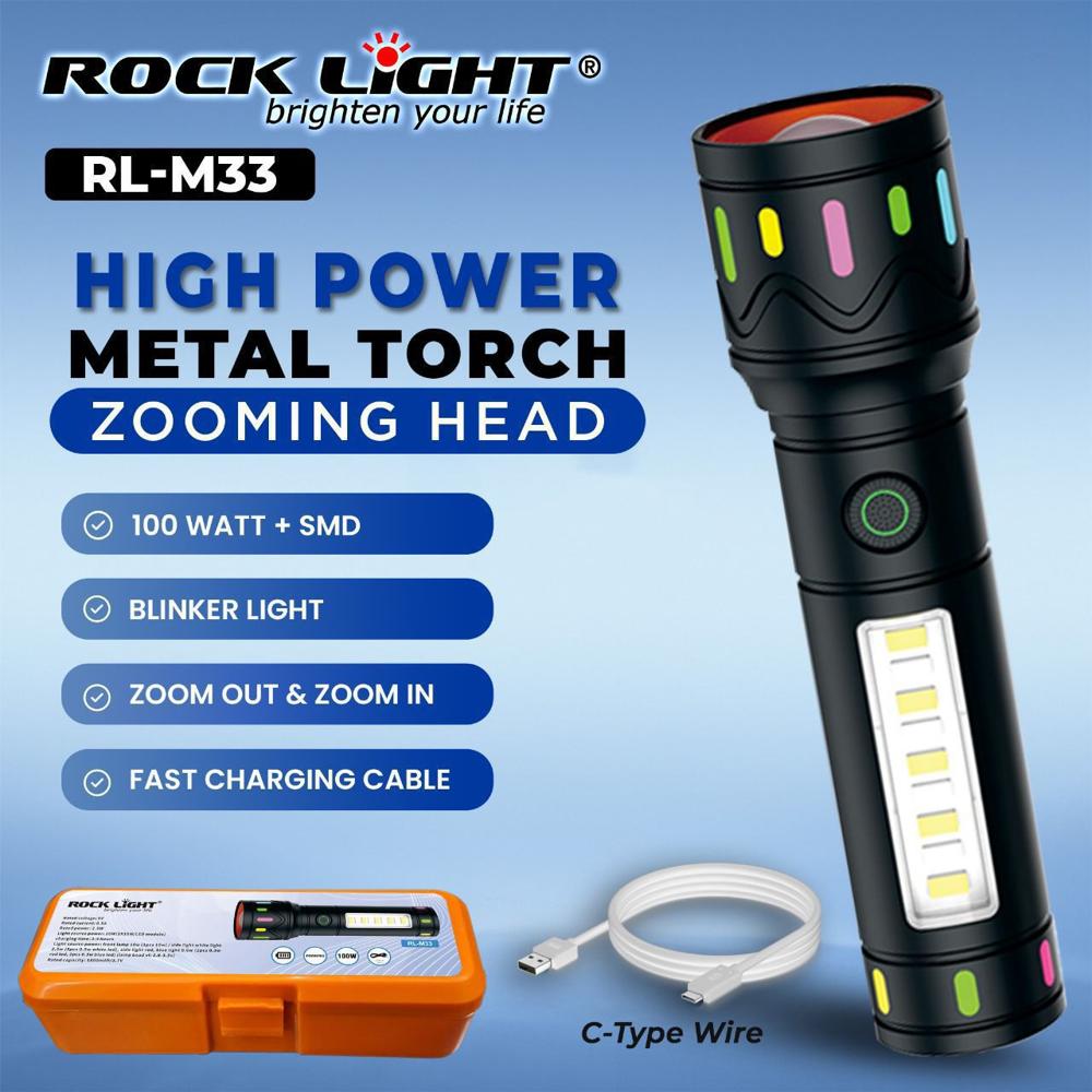 Rock Light Rl-M33 Metal Torch - Features: Quick Charging