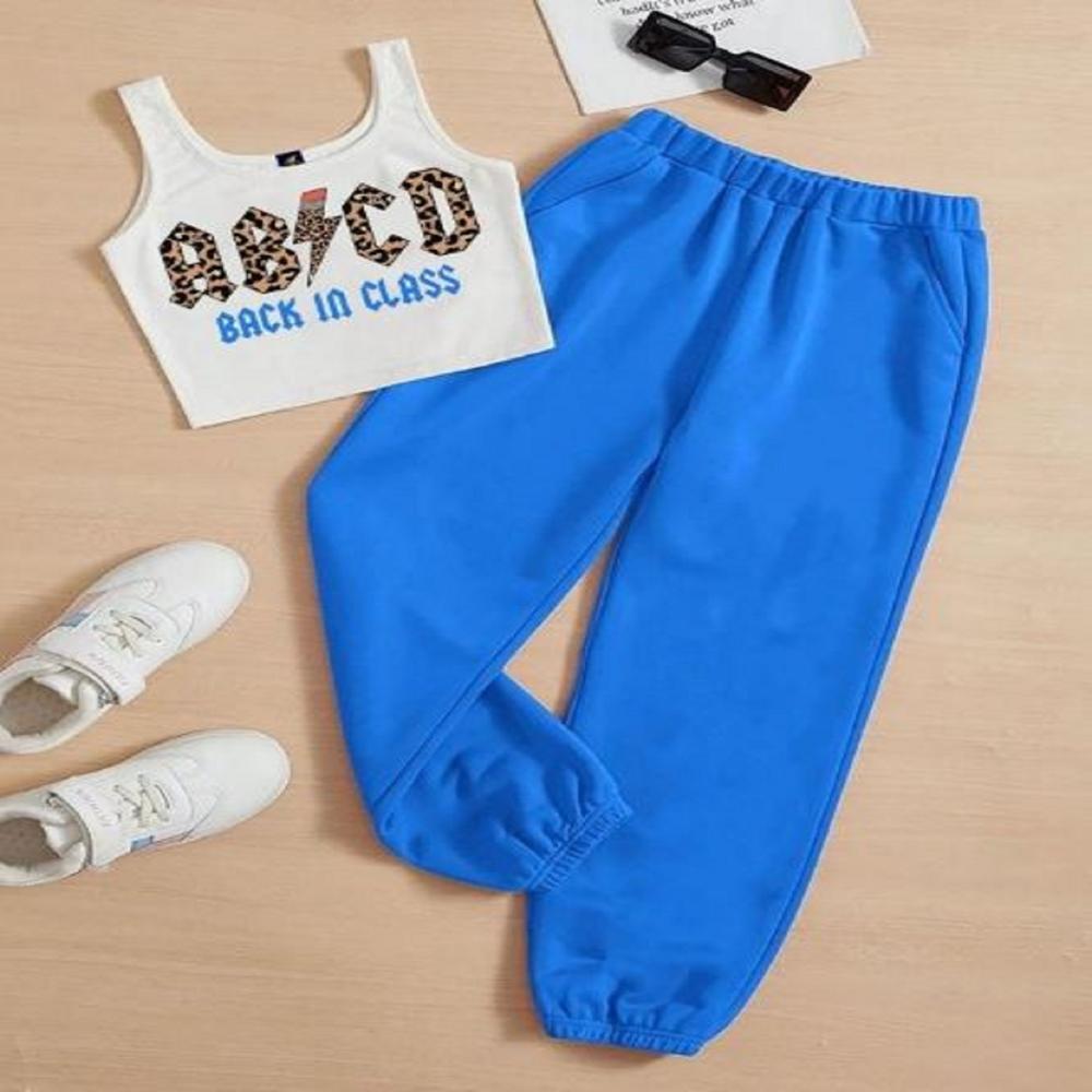 Kids girls Sleeveless T shirt And Jogger Pant Set 1 To 15 years