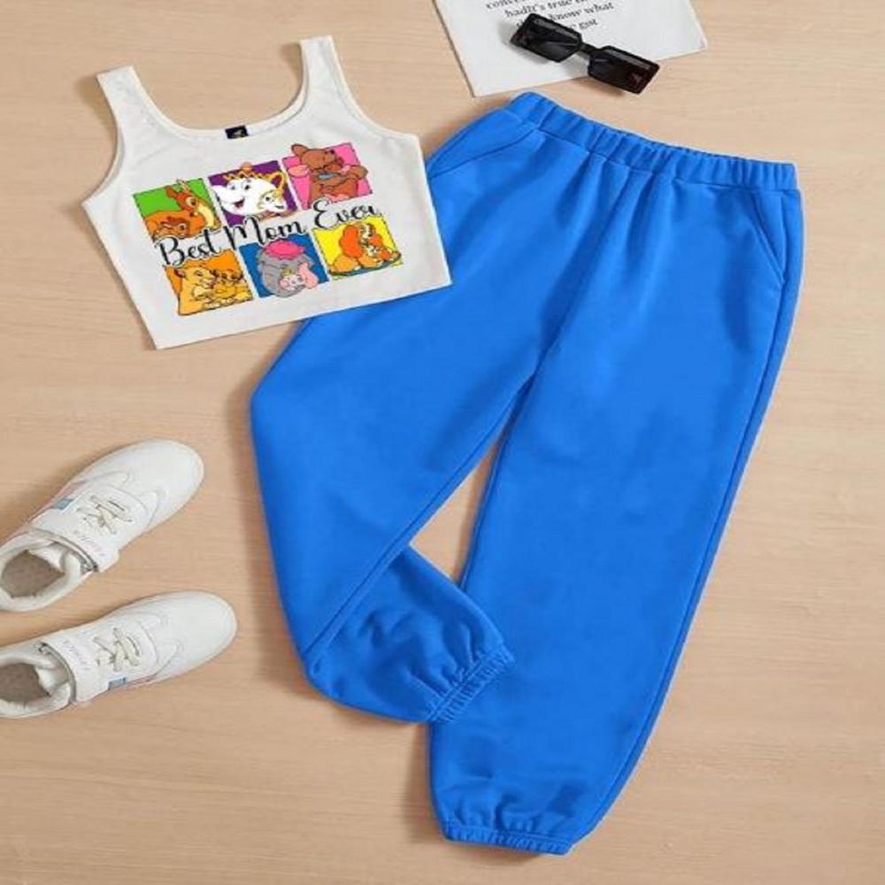 Kids girls Sleeveless T shirt And Jogger Pant Set 1 To 15 years