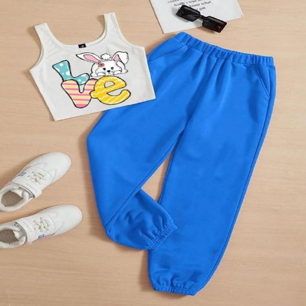 Kids girls Sleeveless T shirt And Jogger Pant Set 1 To 15 years