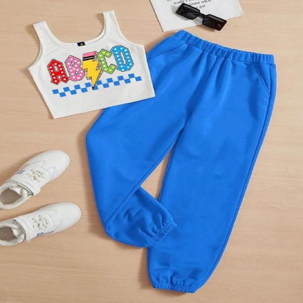 Kids girls Sleeveless T shirt And Jogger Pant Set 1 To 15 years