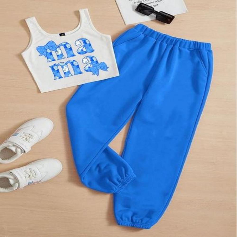 Kids girls Sleeveless T shirt And Jogger Pant Set 1 To 15 years