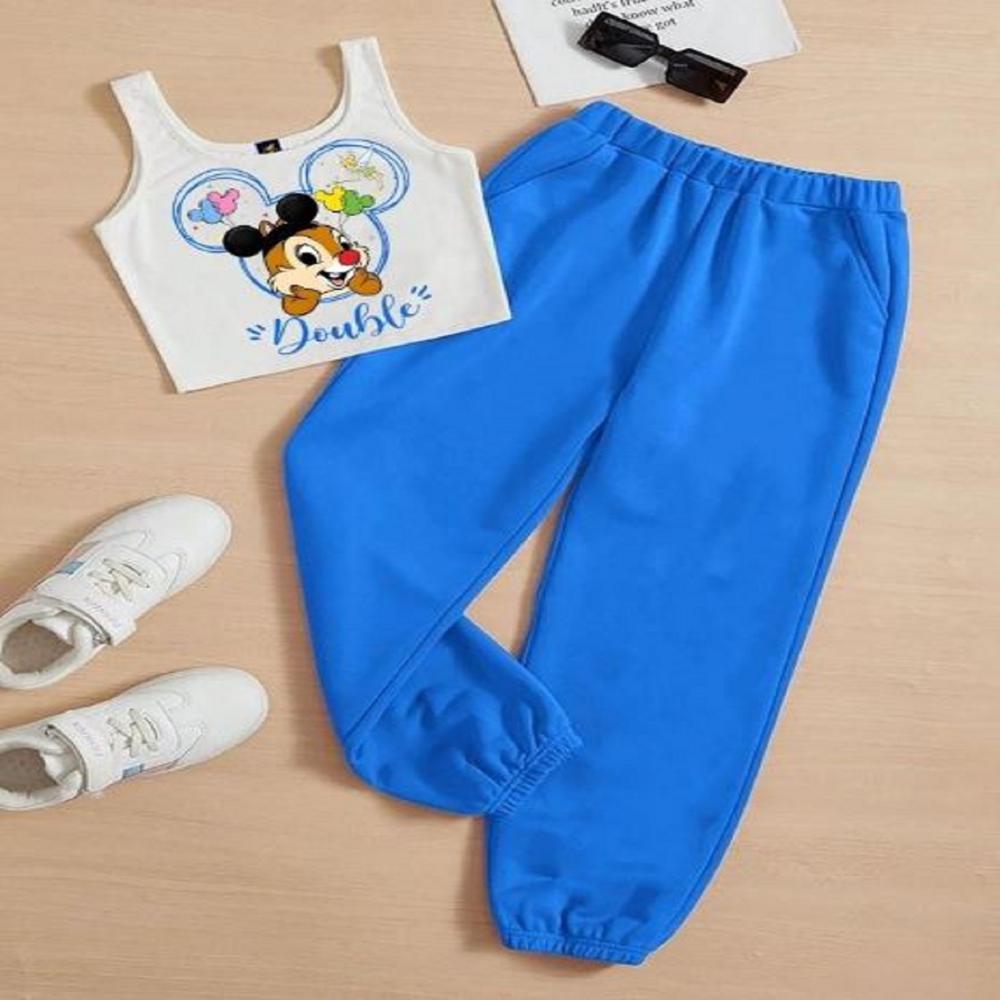 Kids girls Sleeveless T shirt And Jogger Pant Set 1 To 15 years