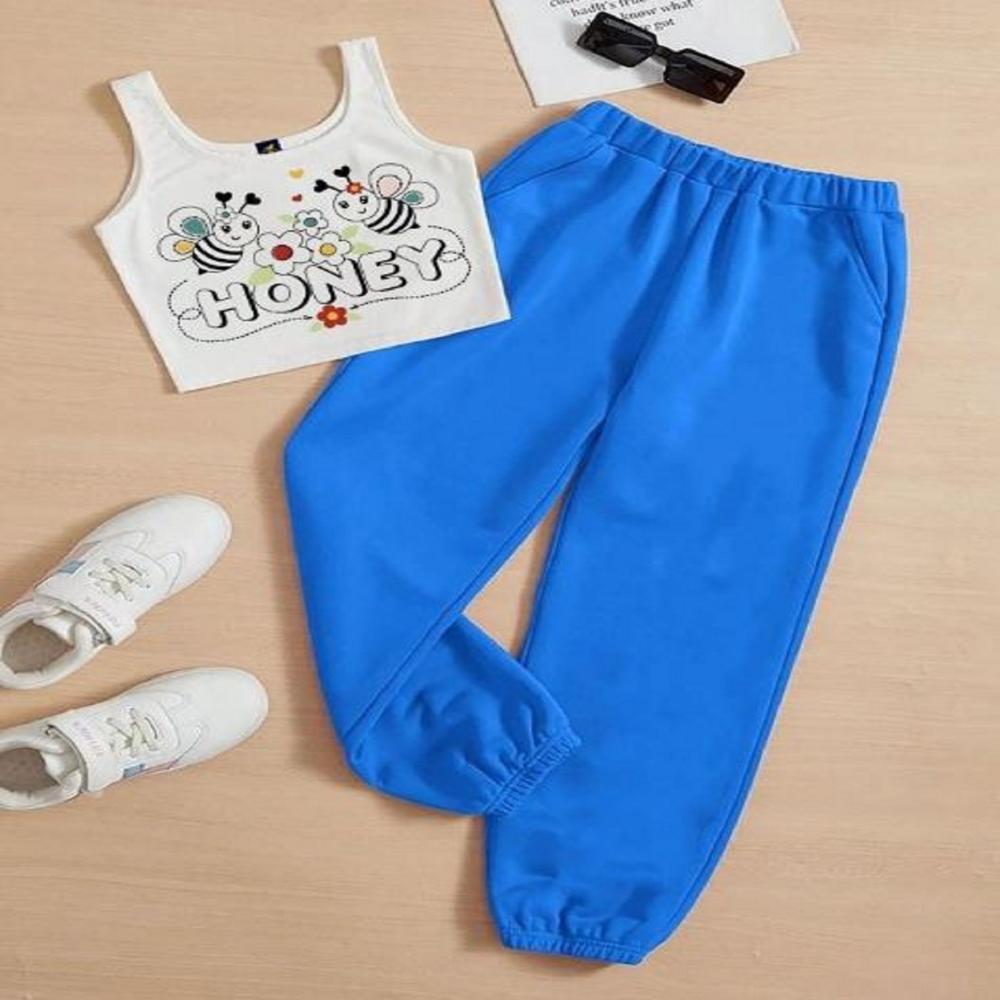 Kids girls Sleeveless T shirt And Jogger Pant Set 1 To 15 years