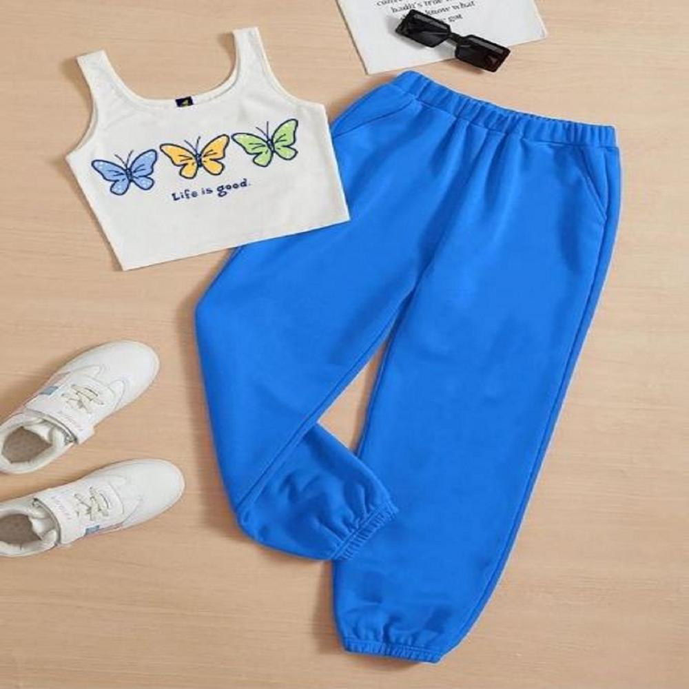 Kids girls Sleeveless T shirt And Jogger Pant Set 1 To 15 years