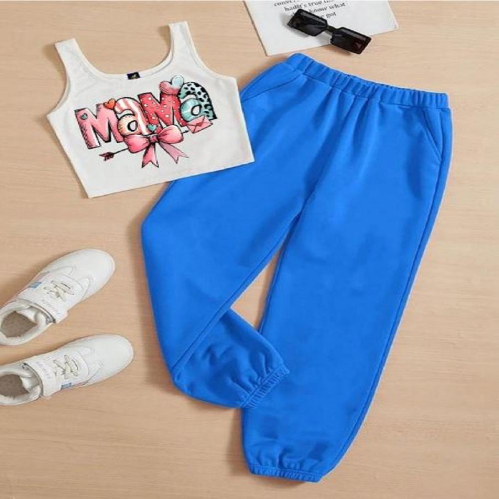 Kids girls Sleeveless T shirt And Jogger Pant Set 1 To 15 years