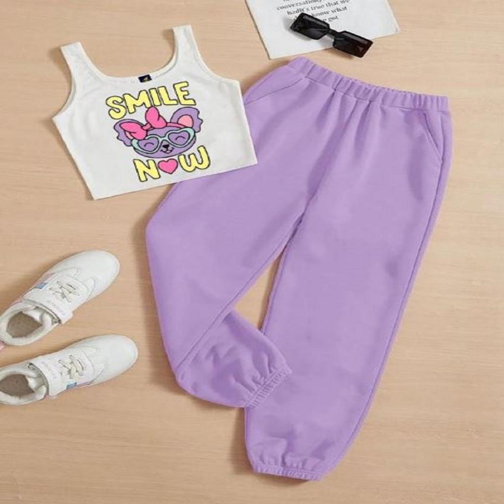 Kids girls Sleeveless T shirt And Jogger Pant Set 1 To 15 years