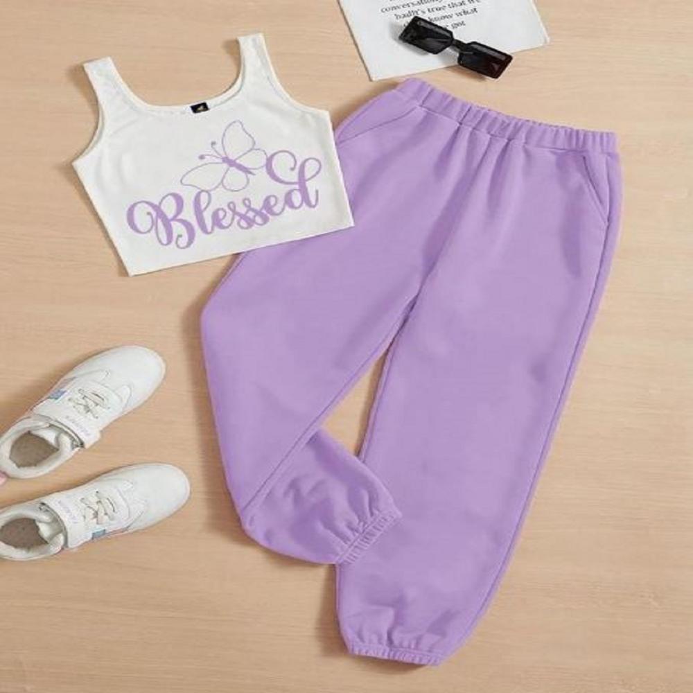 Kids girls Sleeveless T shirt And Jogger Pant Set 1 To 15 years