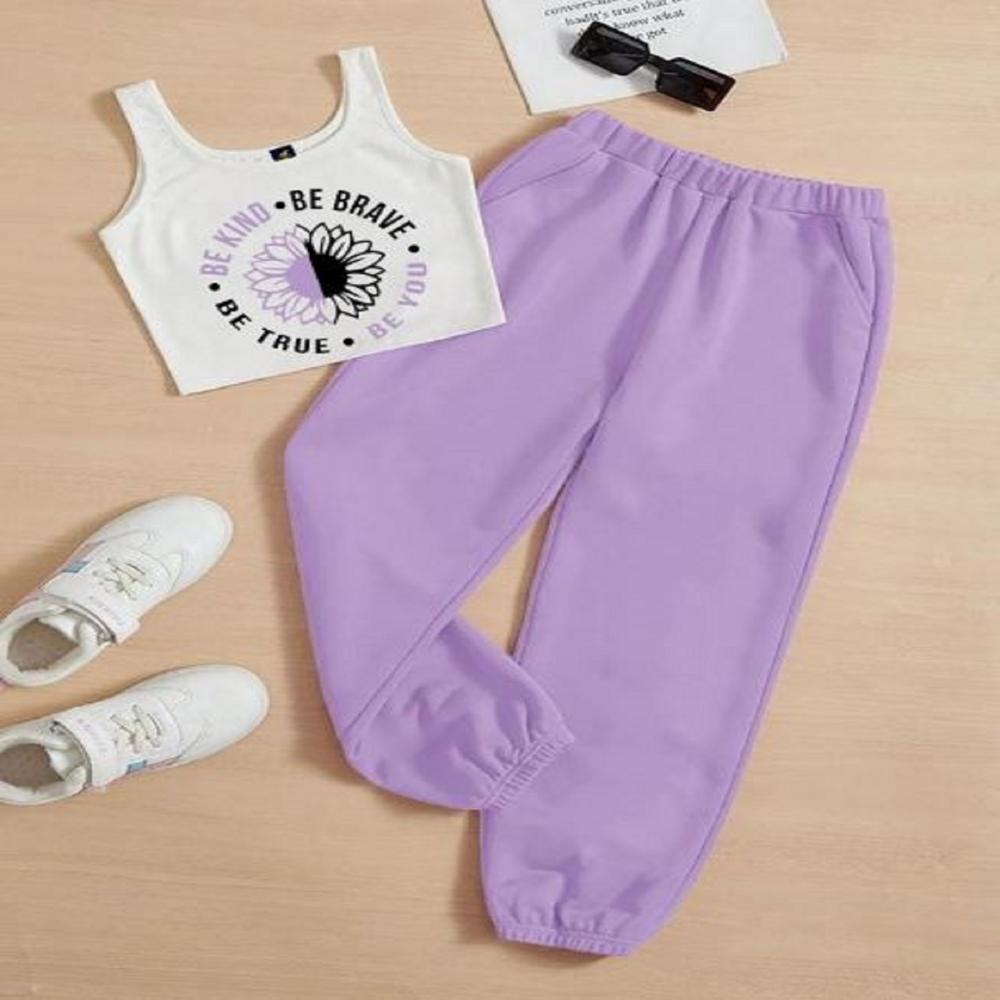 Kids girls Sleeveless T shirt And Jogger Pant Set 1 To 15 years
