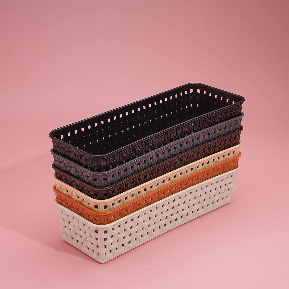 Plastic Multipurpose Desk Organizer Tray (6 Pcs Set) - Color: Mix