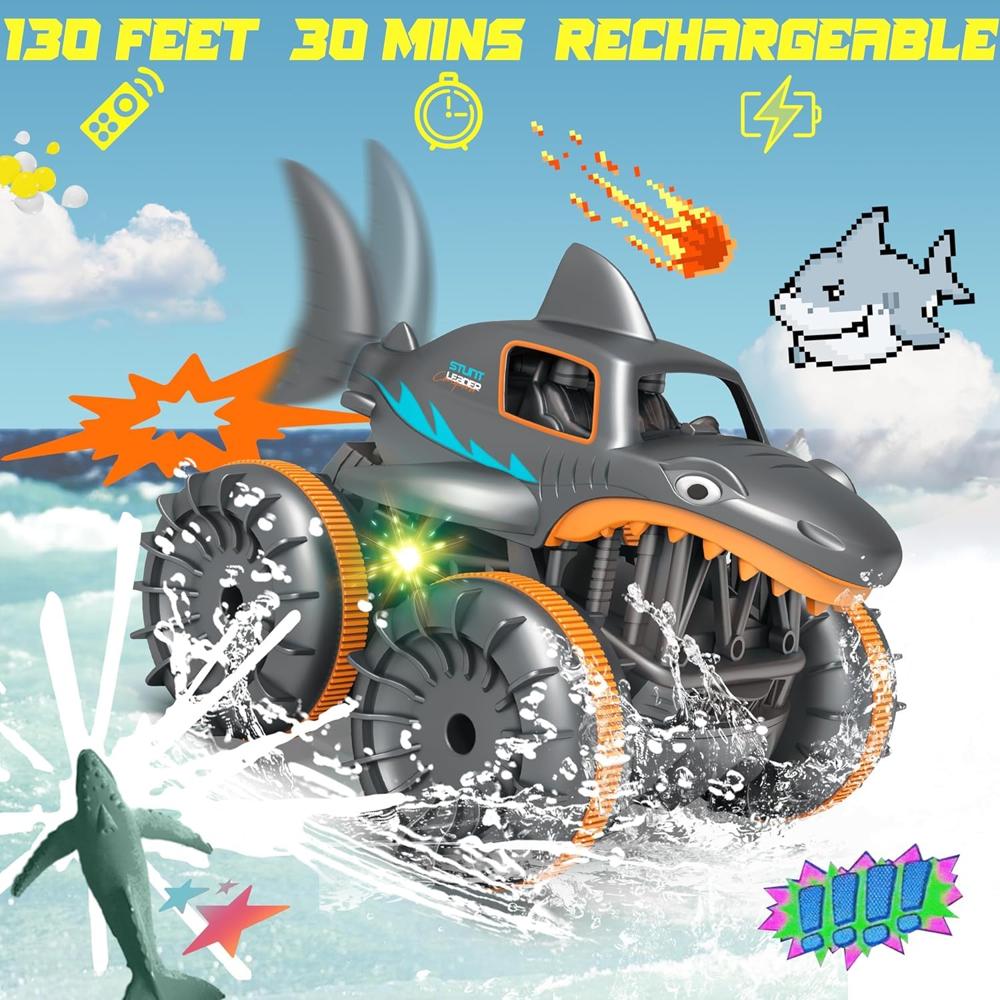 Shark Stunt RC Car 360 Rotating Amphibious Remote Control Car