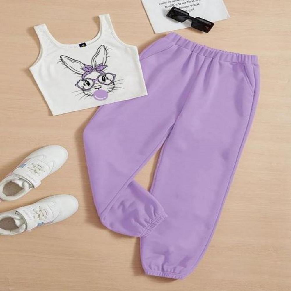 Kids girls Sleeveless T shirt And Jogger Pant Set