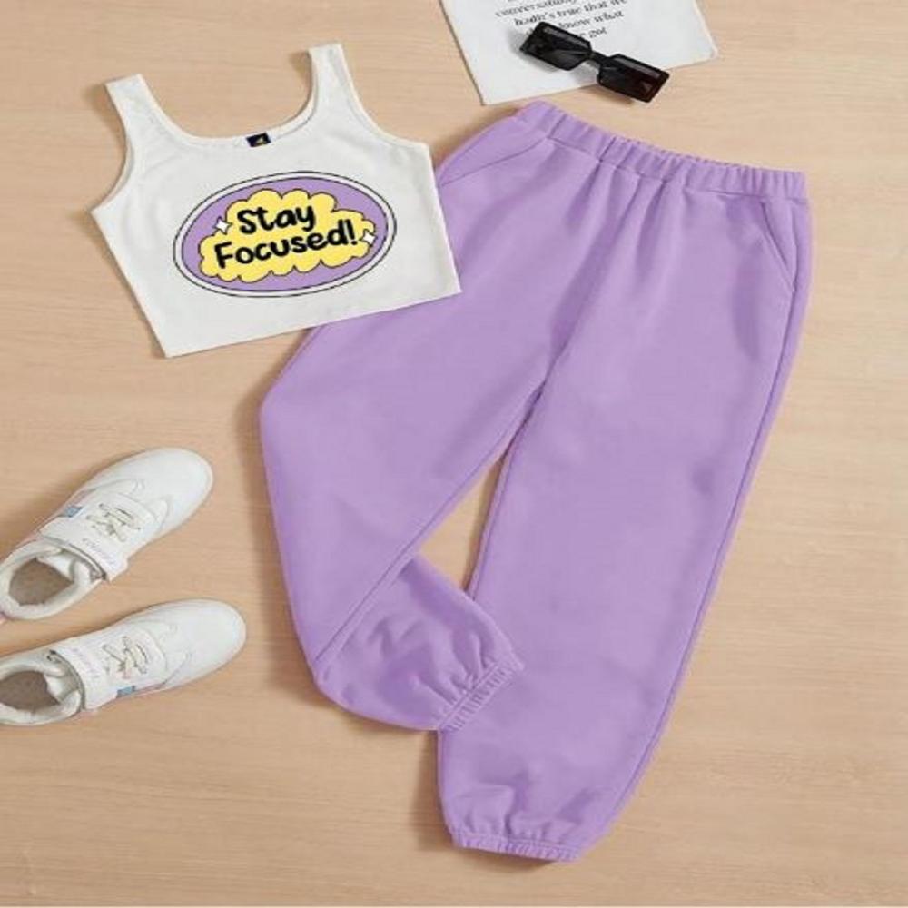 Kids girls Sleeveless T shirt And Jogger Pant Set