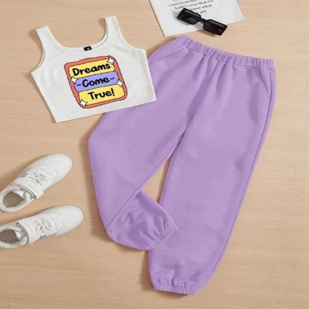 Kids girls Sleeveless T shirt And Jogger Pant Set