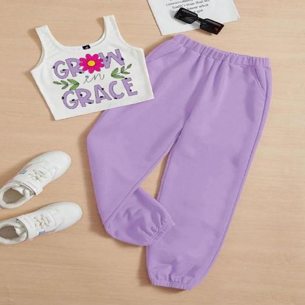 Kids girls Sleeveless T shirt And Jogger Pant Set
