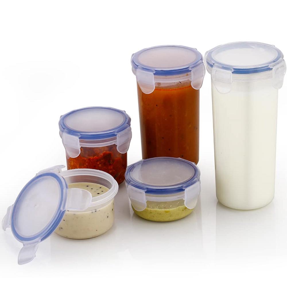 Plastic Liquid Round Airtight Food Storage Container With Leak Proof Locking Lid - Color: Mix