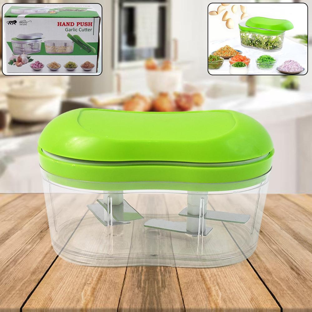 Manual Hand Push Garlic Cutter & Vegetable Chopper (1 Pc) - Color: Mix