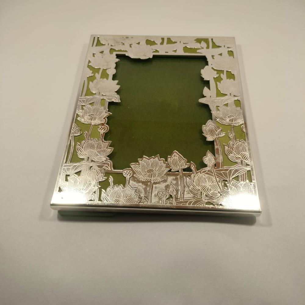 Silver Plated PIchwai Lotus Design Photo Frame