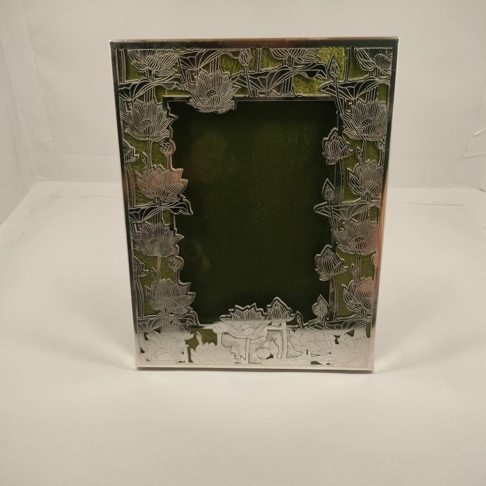 Silver Plated PIchwai Lotus Design Photo Frame