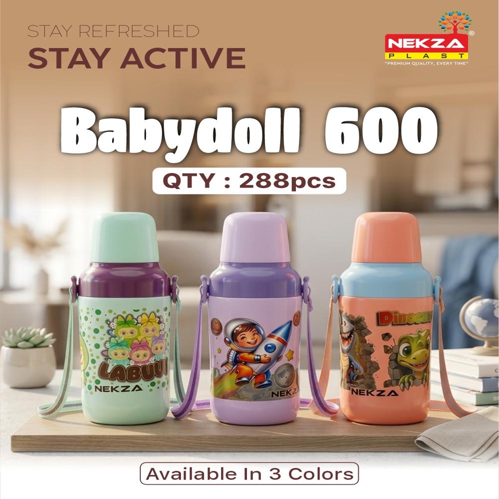 NEKZA Plastic Insulated Water Bottle  Baby doll 600ml,800ml