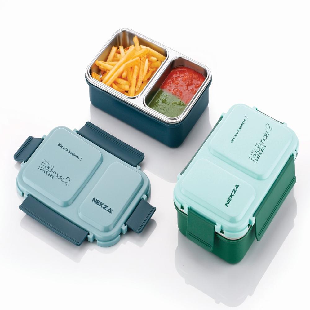 INSULATED STEEL LUNCHBOX 2 PARTITION LEAKPROOF-MEAL MATE 2
