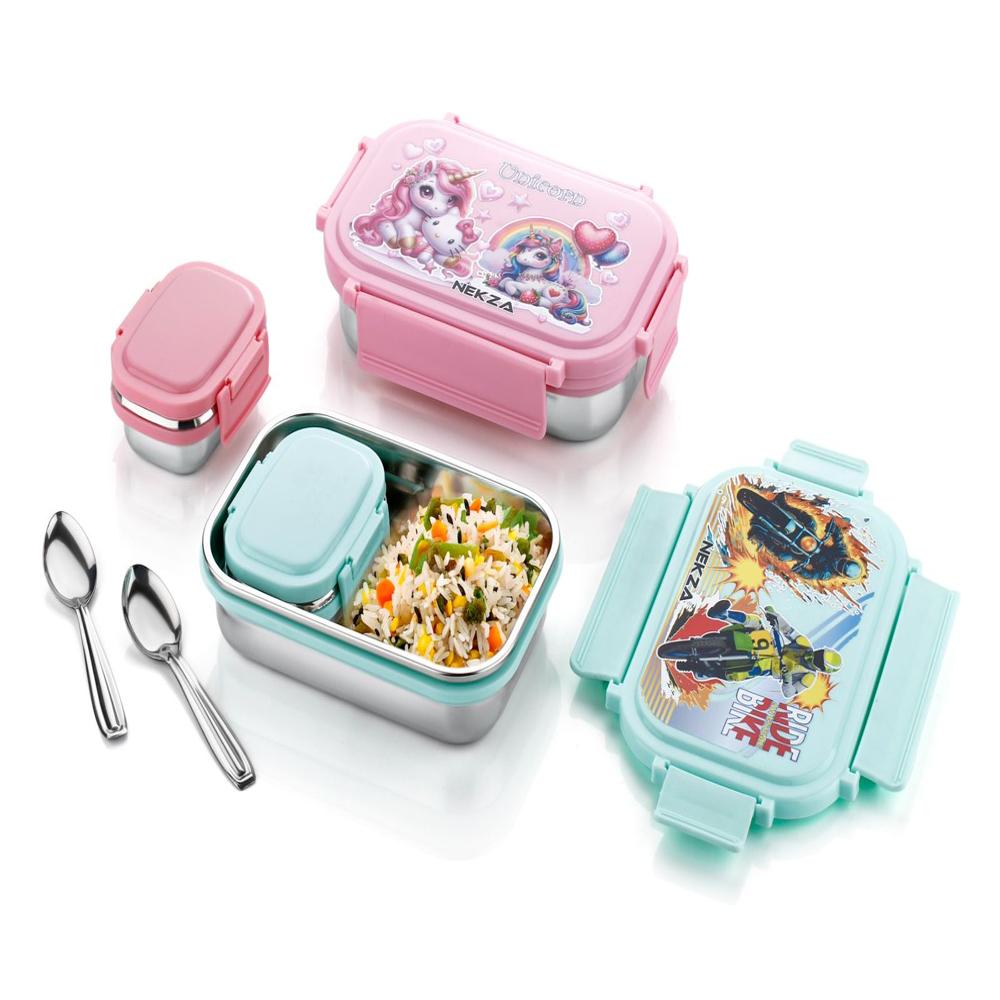 STEEL LUNCHBOX WITH DABI AND SPOON-VEGA 1200ML