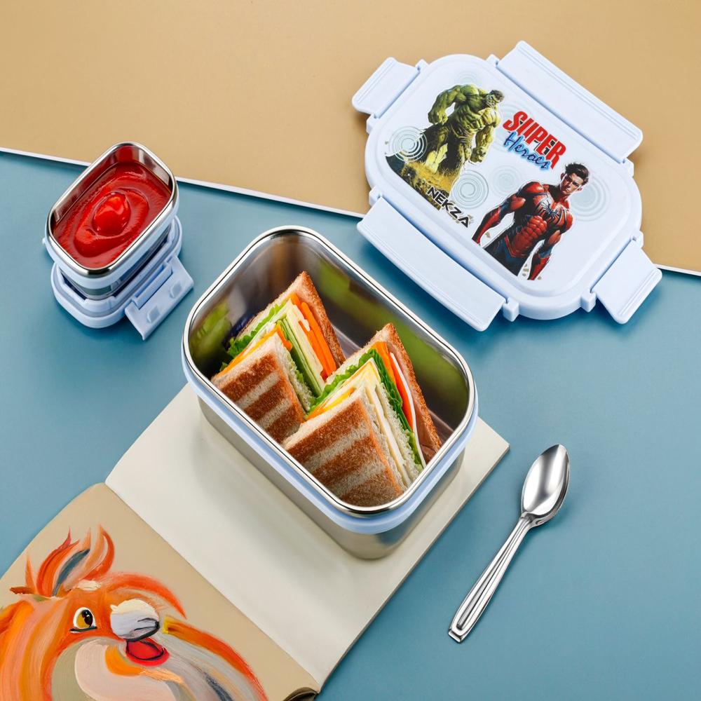 STEEL LUNCHBOX WITH DABI AND SPOON-VEGA 1200ML