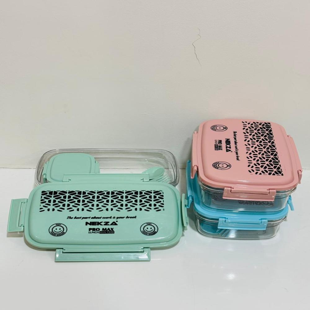 PLASTIC LUNCHBOX WITH SMALL DABBI AND SPOON -PRO MAX 1200
