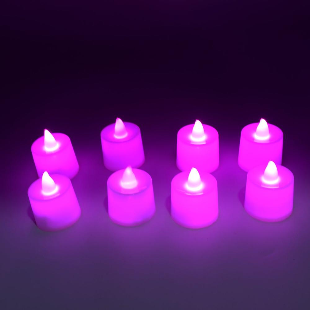 Pink Flameless Led Tealights For Festive Home Decor (Pack Of 8) - Color: Mix