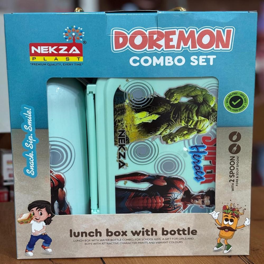 Plastic Lunchbox,Bottle Nekza Plast combo set-Doremon Combo Set