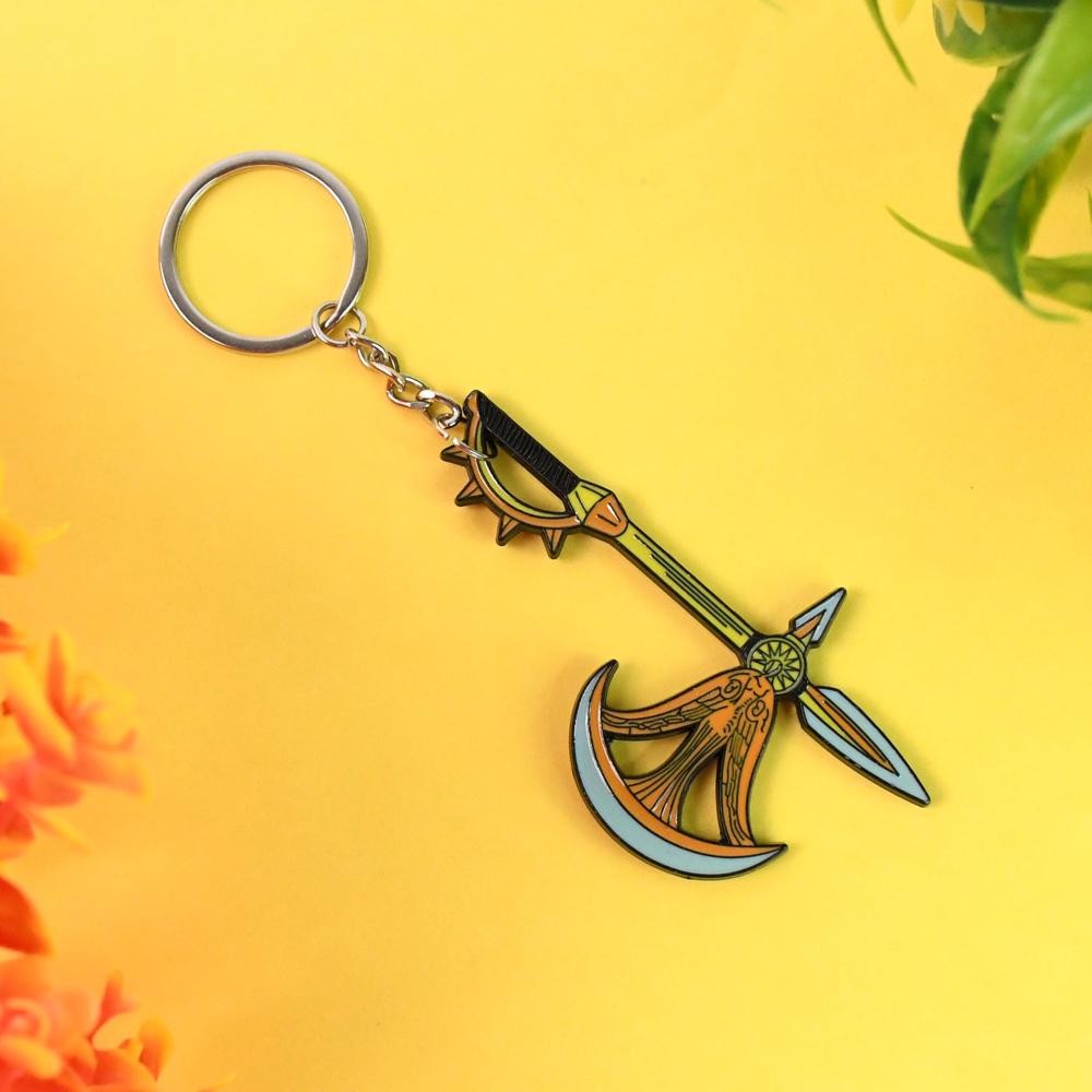 Axe Shape Metal Keychain - Durable & Stylish Accessory (1 Pc) - Color: Mix