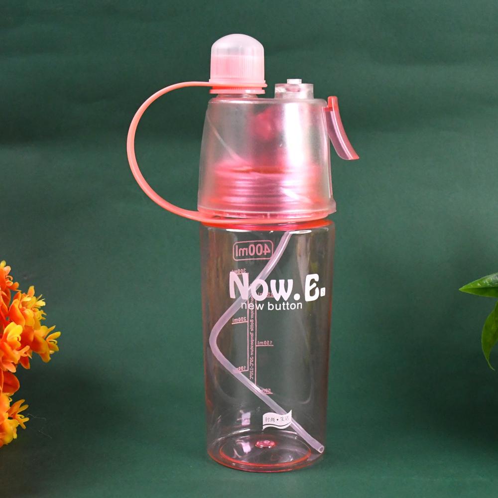 Plastic 2 In 1 Mist Spray Water Bottle (Multicolor / 400 Ml / 1 Pc) - Color: Mix
