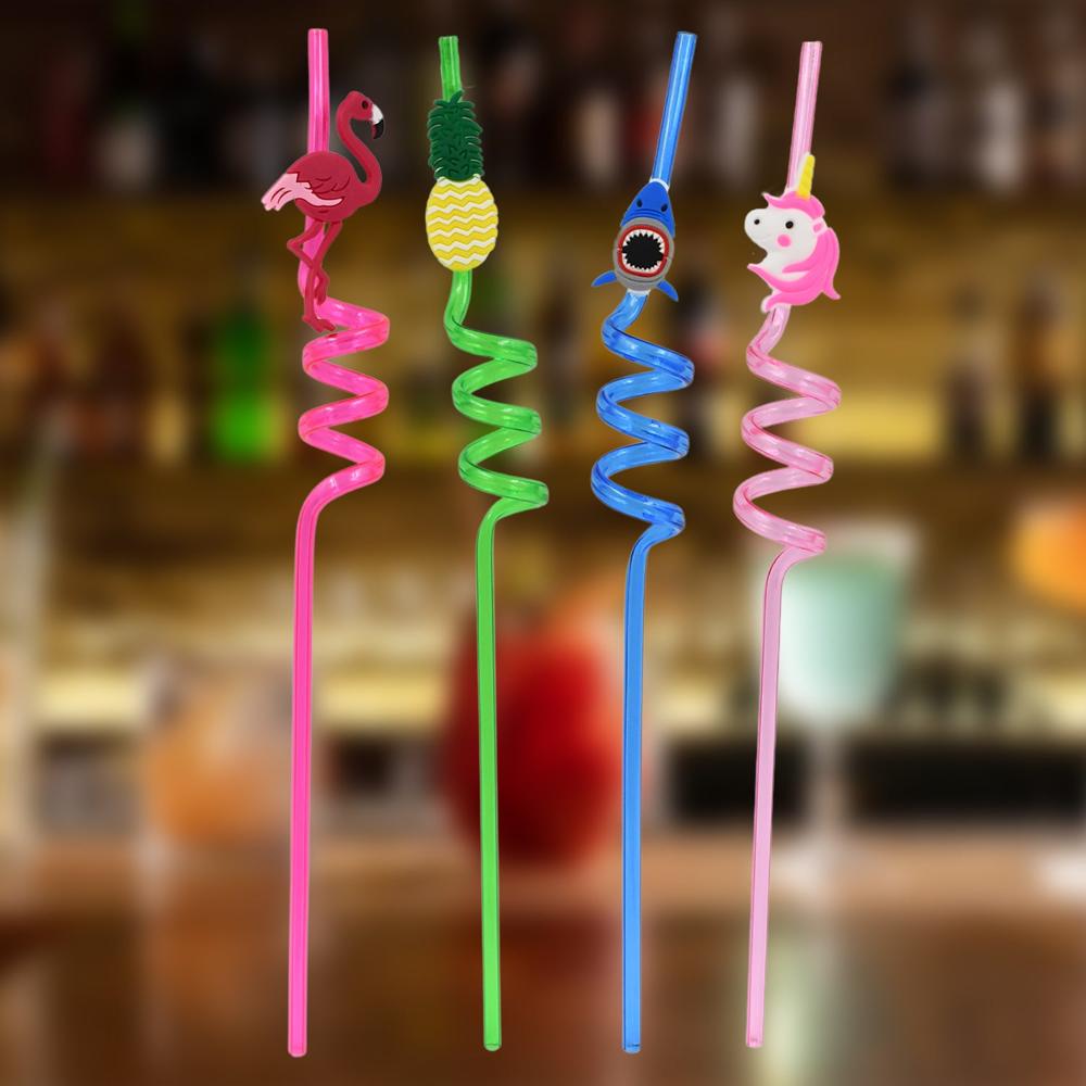 Reusable Plastic Straws (12 Pcs Set / Mix Design) - Product Type: Home Utility Products