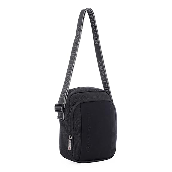 SWISS MILITARY Black Gold Collection Trail Stylish Travel Sling Bag with Multiple Compartments & Compact Crossbody, 4L Capacity  SLB11