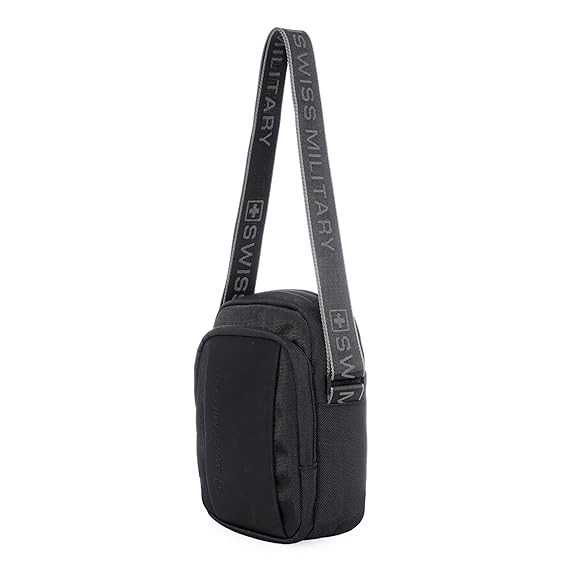 SWISS MILITARY Black Gold Collection Trail Stylish Travel Sling Bag with Multiple Compartments & Compact Crossbody, 4L Capacity  SLB11