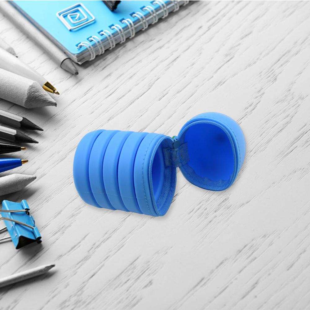Silicone Telescopic Pencil Case  Large Capacity Zipper Case For School & Office - Color: Mix
