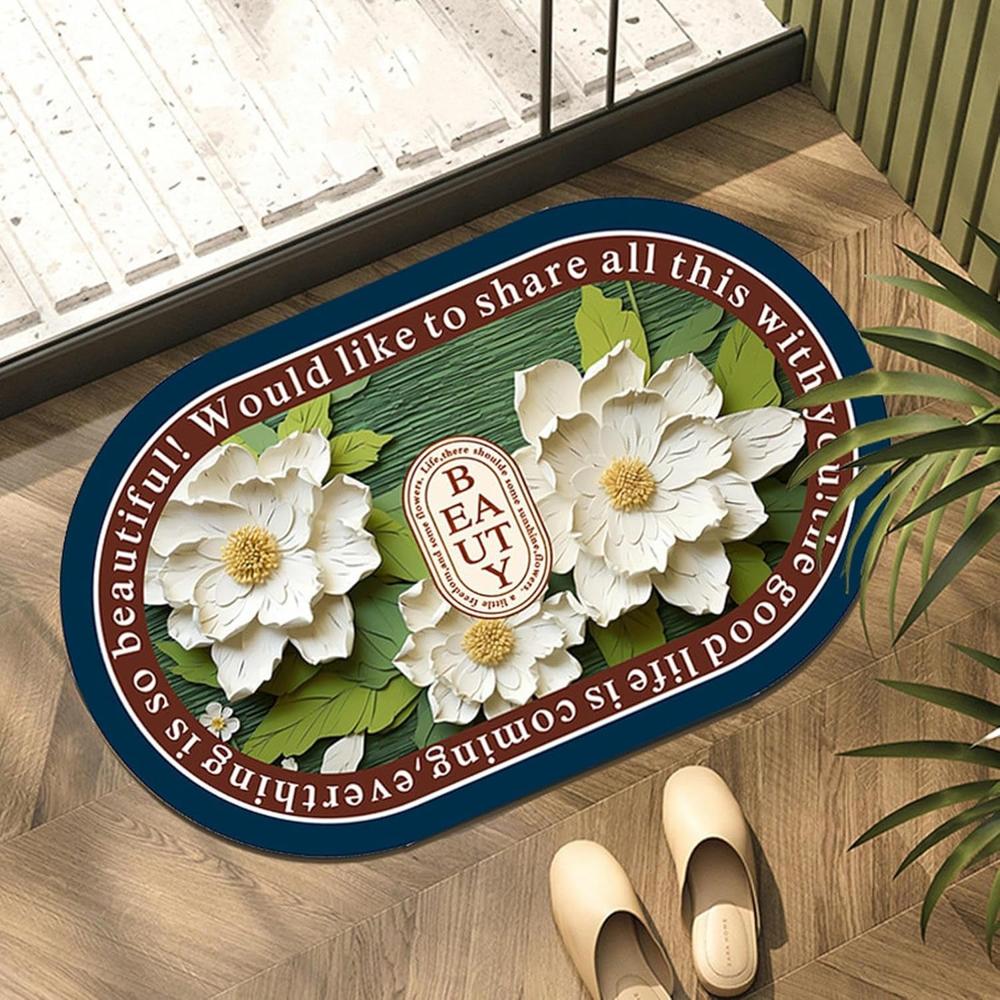3D Visual Anti-Slip Absorbent Soft Shower Drying Bathroom Mat Mix Design 1 Pc - Material: Cloth