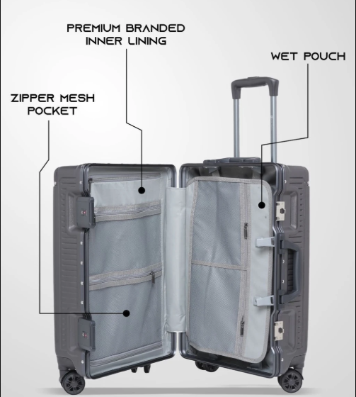 SWISS MILITARY Hard Body Set of 3 Luggage 8 Wheels - Kinetic 55 Trolley Bag - Grey HTL142