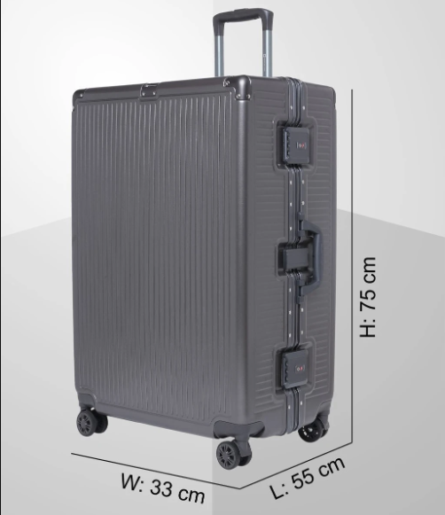 SWISS MILITARY Hard Body Set of 3 Luggage 8 Wheels - Kinetic 55 Trolley Bag - Grey HTL142