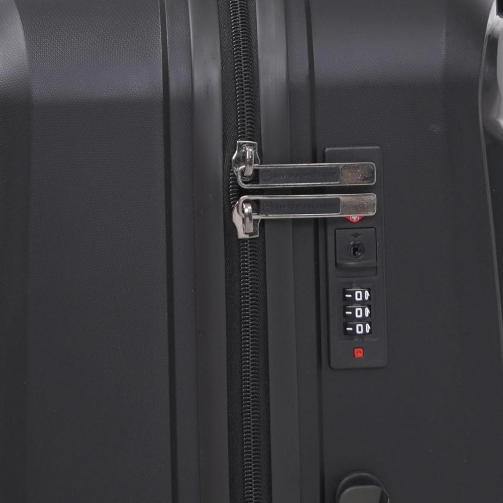 SWISS MILITARY Edge 55cm Lightweight Hardsided Small Cabin Luggage Trolley Bag, Premium PP Suitcase with Anti-Theft Organizer Zipper HTL257