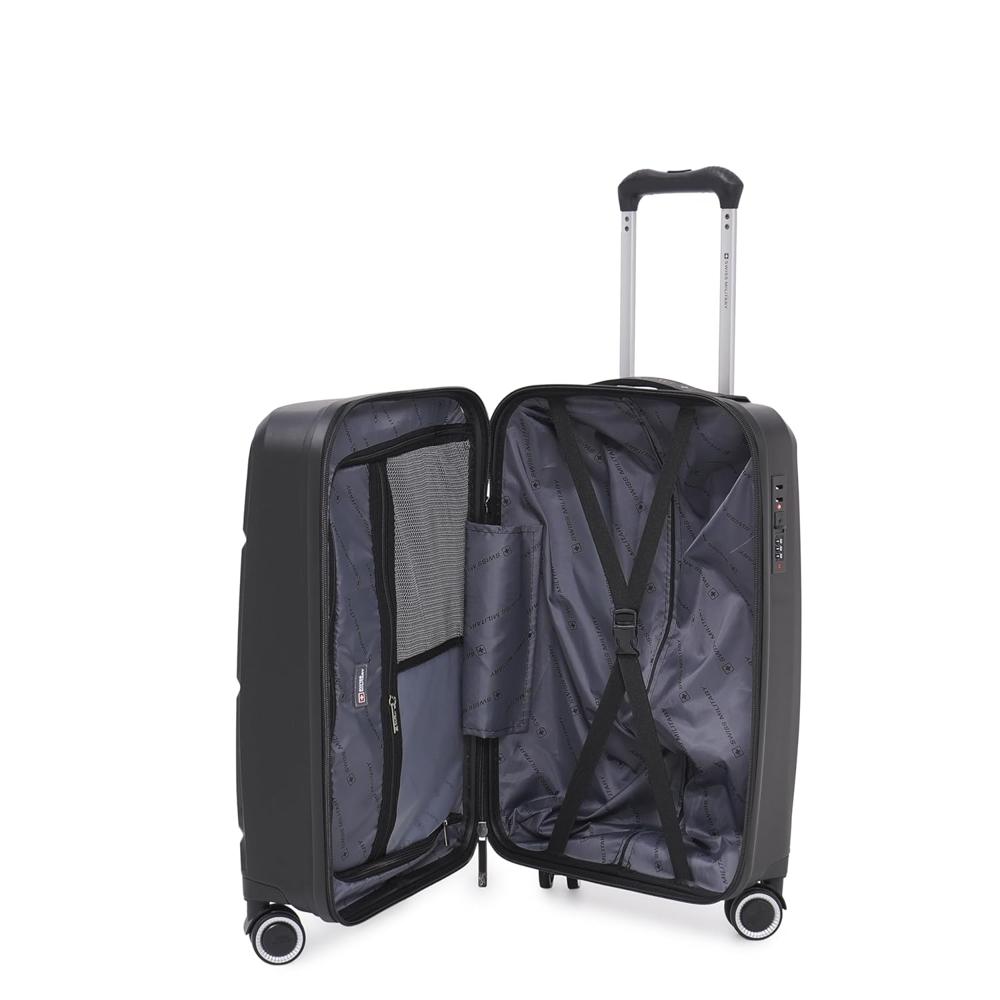 SWISS MILITARY Edge 55cm Lightweight Hardsided Small Cabin Luggage Trolley Bag, Premium PP Suitcase with Anti-Theft Organizer Zipper HTL257