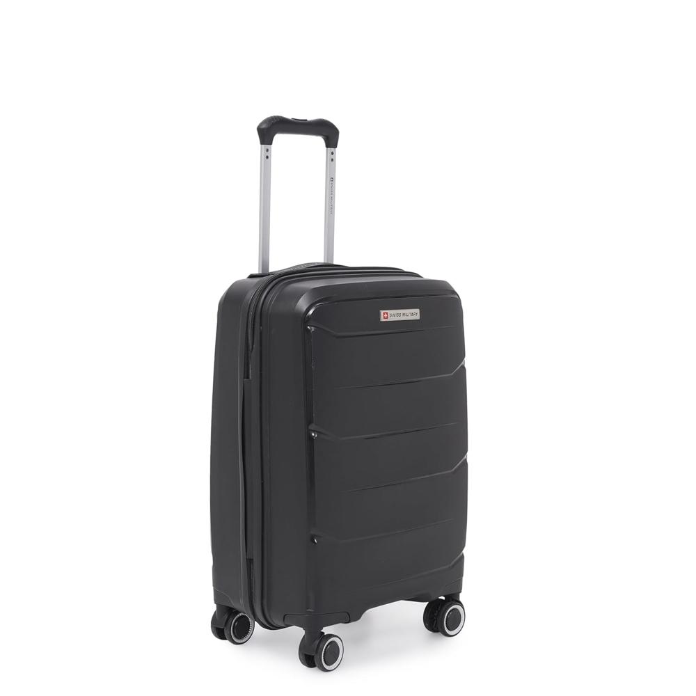 SWISS MILITARY Edge 55cm Lightweight Hardsided Small Cabin Luggage Trolley Bag, Premium PP Suitcase with Anti-Theft Organizer Zipper HTL257