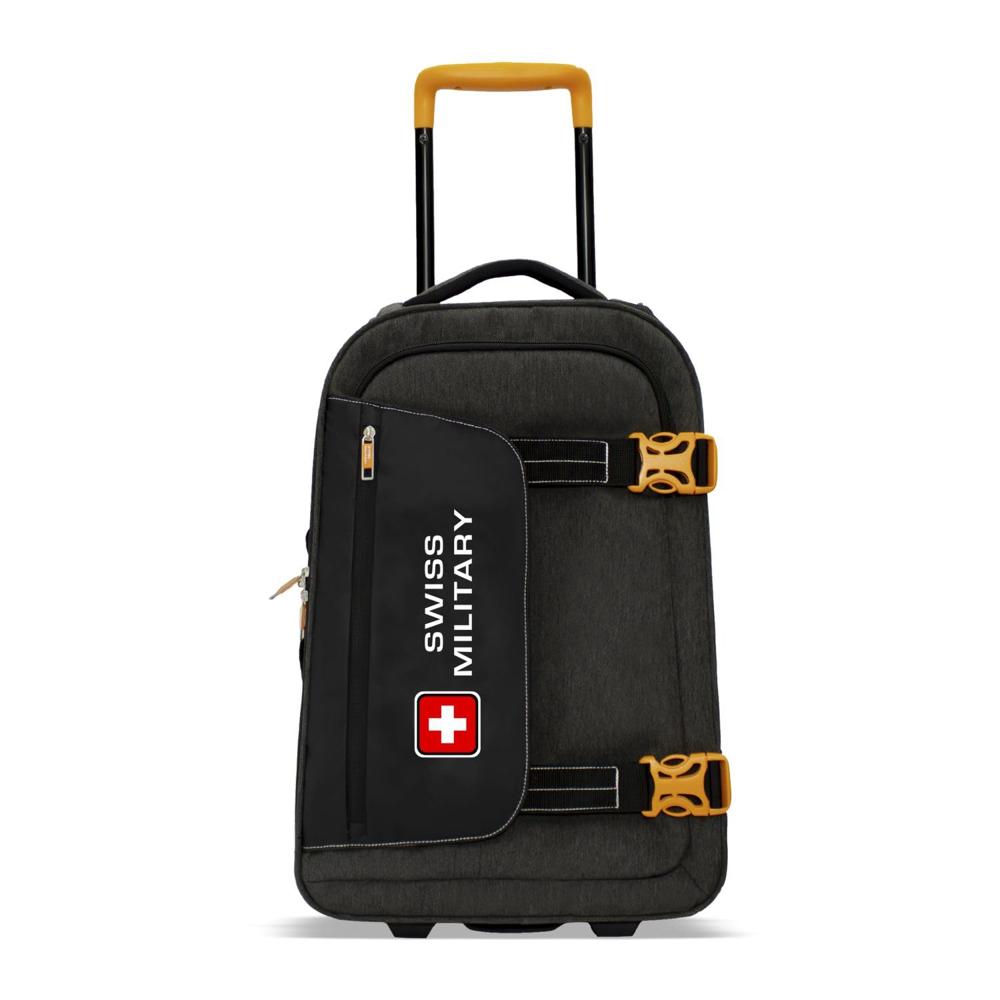 Swiss Military Honey 45L Charcoal Grey Soft Cabin Luggage Trolley Bag Unique Design Silent Glide 2-Wheel System Quick Access Pockets St1022 - Capacity: 45 Ltr